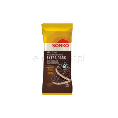 Sonko Wafle ryżowe w czekoladzie gorzkiej 64% EXTRA DARK 69g
