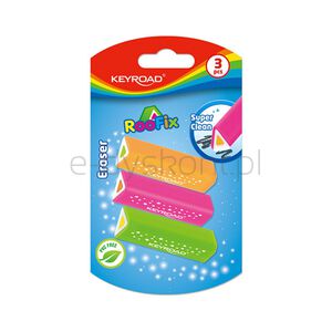 Keyroad Gumka uniwersalna Roofix, 3szt., blister, mix kolorów