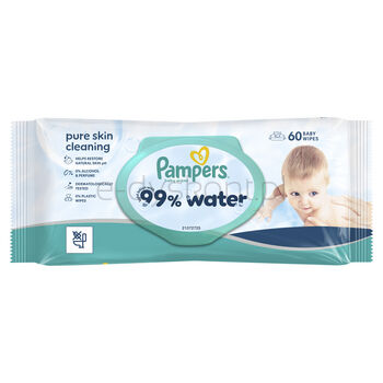 Pampers 99% Water Chusteczki Nawilżane Dla Dzieci, 1 Opakowanie po 60 Chusteczek = 60 szt
