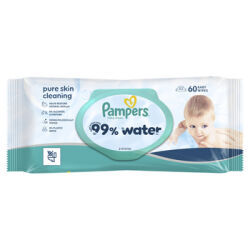 Pampers 99% Water Chusteczki Nawilżane Dla Dzieci, 1 Opakowanie po 60 Chusteczek = 60 szt