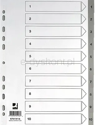Q-Connect Przekładki Pp, A4, 225X297Mm, 1-10, 10 Kart, Szare 