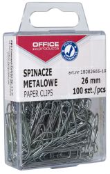 Office Products Spinacze metalowe, 26Mm, W Pudełku, 100Szt., Srebrne