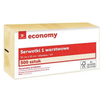 TG Economy Serwetka 33x33 cm, 1 warstwowa szampan 500 sztuk
