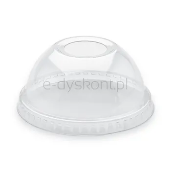 Guillin Przykrywki PET wypukłe z otworem na słonke do kubków 95 mm - 50szt.