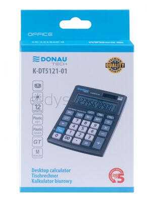 Donau Kalkulator biurowy TECH OFFICE, 12-cyfr. wyświetlacz, wym. 137x101x30mm, czarny