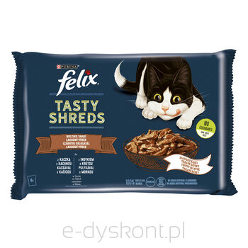 Felix Tasty Shreds Mix Karmy Dla Kota Kaczka Indyk (4X80G)