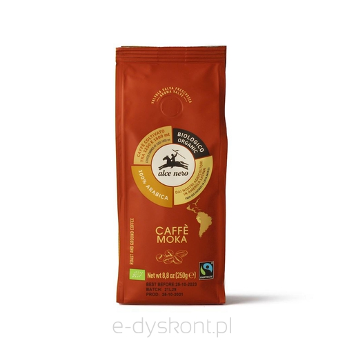 Kawa Mielona Arabica 100 % Moka Fair Trade Górska Bio 250 G - Alce Nero [BIO]