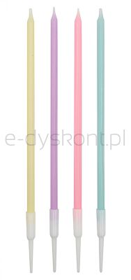 Świeczki na tort Part Go, 19cm, 8 szt., mix kolorów