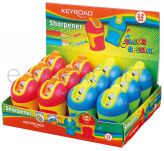 Keyroad Temperówka Colour Special, plastikowa, podwójna, z pojemnikiem, ostrzenie zaokrąglone, pakowane na displayu, mix kolorów - 2