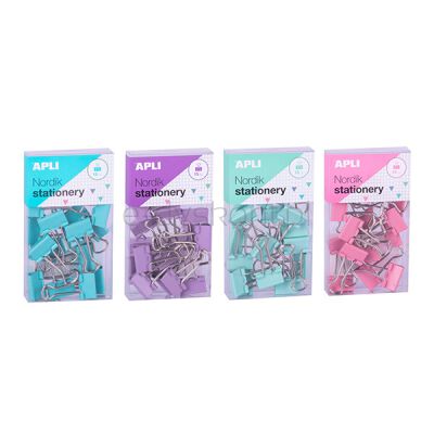 Apli Klipy Do Dokumentów Nordik, 19 Mm, 15 Szt., Pudełko Z Zawieszką, Mix Kolorów Pastel 