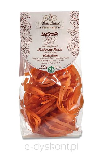 Makaron (Z Soczewicy Czerwonej I Brązowego Ryżu) Tagliatelle Bezglutenowy Bio 250 G - Pasta Natura [BIO]