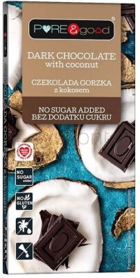 Pure & Good Czekolada Gorzka Z Kokosem Bez Dodatku Cukru 75G