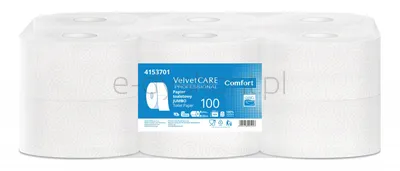 Papier Toaletowy Celulozowy Velvet Professional Jumbo, 2-Warstwowy, 800 Listków, 100M, 12Szt., Biały