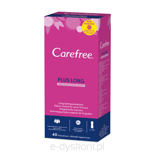 Carefree Wkładki Higieniczne Plus Long Fresh Scent 40 Szt.