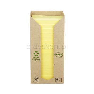 Post-It Bloczek Samoprzylepny Ekologiczny (654-1T), 76X76Mm, 16X100 Kart., Żółty