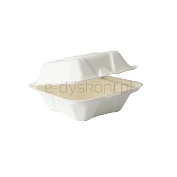 Pojemniki Prostokątne  Na Hamburgery Z Pulpy Drzewnej 7,4 Cm X 14,5 Cm X 14,5 Cm, Biały, Wood Fiber50 Szt Papstar Polska