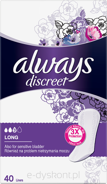 Always Wkładki Na Nietrzymanie Moczu Discreet Long 40 Sztuk