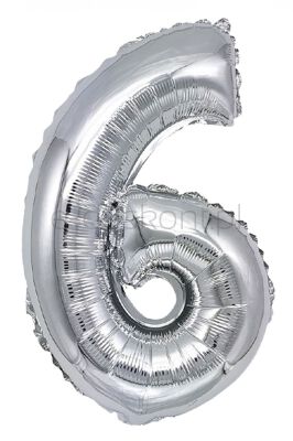 Part Go Balon foliowy cyfra 6, 80cm, srebrny