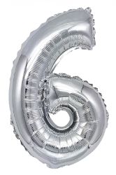 Part Go Balon foliowy cyfra 6, 80cm, srebrny