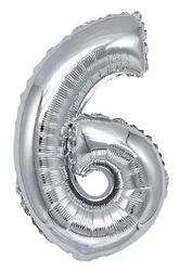 Balon foliowy PARTY GO, cyfra 6, 80cm, srebrny