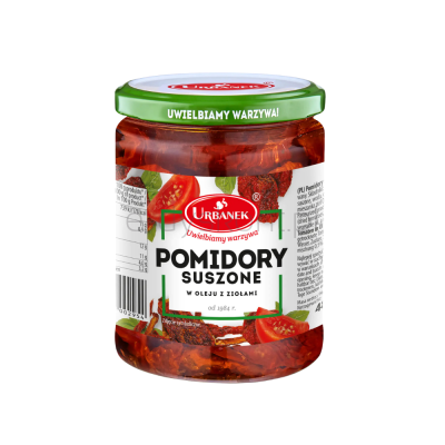 Urbanek Pomidory Suszone w oleju z ziołami 480g/320g 
