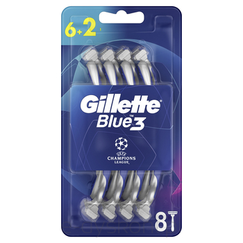 Gillette Blue3 Jednorazowe Maszynki Do Golenia Dla Mężczyzn, 6+2 Sztuki