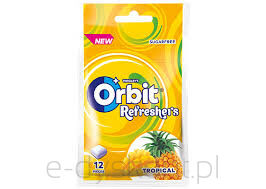 Orbit Refreshers Tropical Guma do żucia bez cukru 26g (12 drażetek)