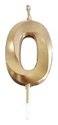 Świeczka Part Go, cyfra 0, 4,8cm, złota