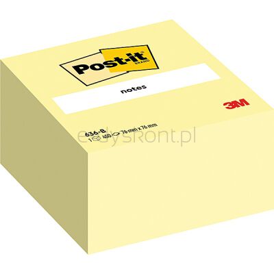 Post-It Kostka Samoprzylepna (636B), 76X76Mm, 1X450 Kart., Żółta 