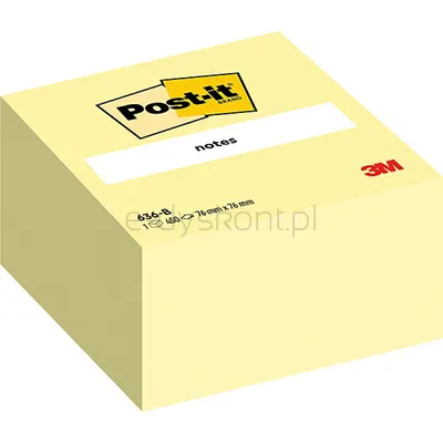 Post-It Kostka Samoprzylepna (636B), 76X76Mm, 1X450 Kart., Żółta 