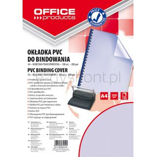 Office Products Okładki do bindowania PVC, A4, 200mikr., 100szt., niebieskie transparentne [BIURO]