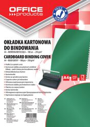 Office Products Okładki do bindowania karton, A4, 250gsm, błyszczące, 100szt., zielone