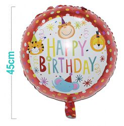 Part Go Balon Happy Birthday, animal, 45cm, 1 szt., mix kolorów