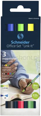 Schneider Zestaw Link-It Office Set, Długopis I Zakreślacz W Jednym, Pudełko, 6Szt., Mix Kolorów