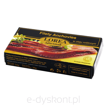 Lorea Gourmet Filety Anchovies W Oleju Roślinnym 50 G