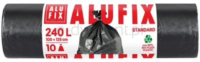 Worki na śmieci ALUFIX, LDPE, 240l, 10 szt., czarne