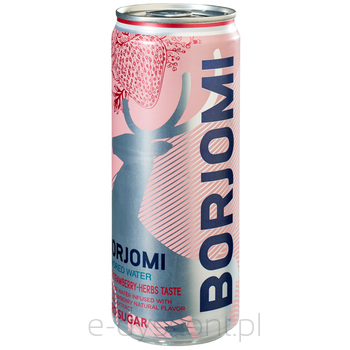 Borjomi Wild Strawberries-Herbs Napój Gazowany O Smaku Poziomki Z Dodatkiem Ekstraktu Z Bylicy Zero Cukru 330 Ml