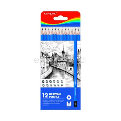 KeyroadZestaw ołówków do szkicowania 8,8 x 21,4 x 0,9 cm, 12 sztuk, zawieszka
