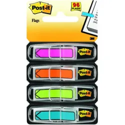 Post-It Zakładki indeksujące (684-ARR4), PP, 11,9x43,2mm, strzałka, 4x24 kart., mix kolorów neonowy 