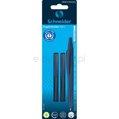 Schneider Długopis Automatyczny Reco, M, 2 Szt., Blister, Niebieski 
