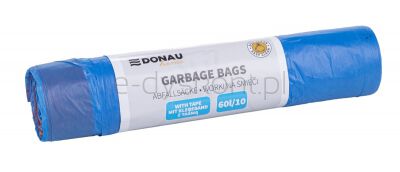 Donau Home Worki na śmieci z taśmą (LDHD), 60l, 10 szt., niebieskie