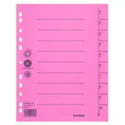 Donau Przekładka karton A4, 235x300mm, 1-10, 1 karta, jasnoróżowa