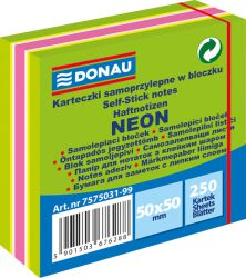Donau Mini kostka samoprzylepna 50x50mm, 1x250 kart., neon-pastel, mix zielony