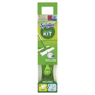 Swiffer Dry + Wet Kit - Zestaw: 1 Mop, 8 Suchych Chusteczek Oraz 3 Mokre Ściereczki.