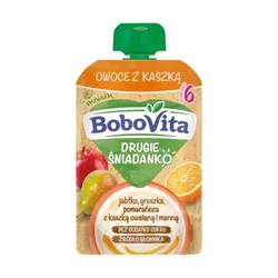 BoboVita Drugie Śniadanko Owoce z kaszką jabłko gruszka pomarańcza po 6 miesiącu 100 g
