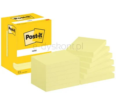 Karteczki Samoprzylepne Post-It® (657), 102X76Mm, 12X100 Kart., Żółte