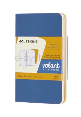 Zestaw 2 zeszytów Moleskine Volant, XS, 6,5x10,5cm, w linie, 56 stron, blue/amber yellow