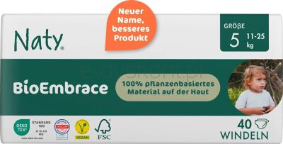 Eco By Naty Ekologiczne pieluchy jednorazowe, rozmiar 5, 11-25 kg, 40 szt