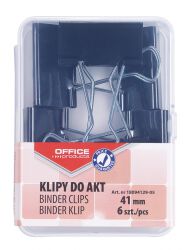 Office Products Klipy Do Dokumentów 41Mm, 6Szt., W Pudełku, Czarne