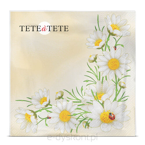 Tete A Tete  Serwetki  Ed Bukiet Z Margaretek, Serwetki Tete A Tete 3-Warstwowe 33X33Cm Składane 1/4 20Szt. W Paczce